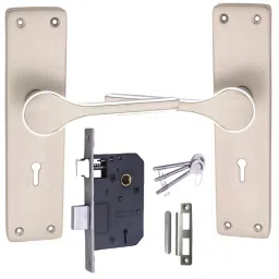 Atom MH-O50-KY-SS 203 mm Zinc Silver Satin Finish Mortise Door Handle Set with Lock Body-image-91