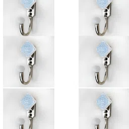 IndianShelf 6 Pcs Ceramic & Zinc Square Cloth Hangers Coat Hooks-image-37