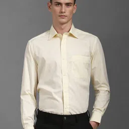 Louis Philippe Men Classic Spread Collar Solid Cotton Slim Fit Formal Shirt-picture-5
