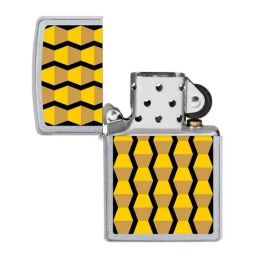 Zippo Yellow Endless Column Design Satin Brass Pocket Lighter-image-74