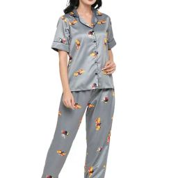Smarty Pants Light Grey Satin Print Shirt With Pyjamas-image-86