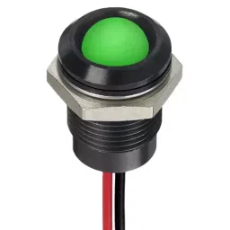 RS PRO Green Panel Mount Indicator 12V DC, Mounting Hole Size 14 mm, Termination Type Lead Wires, IP Rating IP67, Model No 1302274-19
