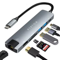 Bestor 87 W PD ABS Aluminum Alloy 4K HDMI 30 Hz 7 in 1 USB-C Hub Multiport Adapter 480 MBPS, BST07B-20
