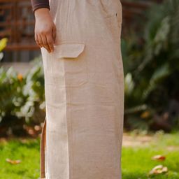 SASSY SAJJA Pure Cotton Back Slit Straight Maxi Skirt-image-80