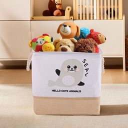 Kuber Industries Beige & White Printed Foldable & Collapsible Storage Box Organiser-13