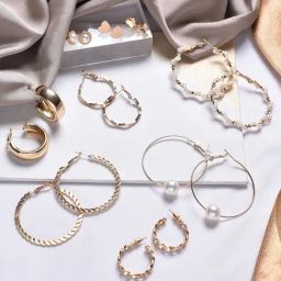 Joker & Witch y-Locks White Hoop Earrings - Set of 9-11