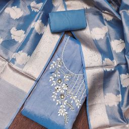 SAINOOR Embellished Semi-Stitched Dress Material-image-83