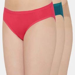 Wacoal Red & Green Cotton Bikini Panties - Pack Of 3-image-15