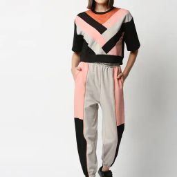 Blamblack Multicolor Cotton Color-Block Top With Joggers-image-23