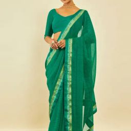 Soch Green Georgette All-Over Geometric Print Saree-image-21