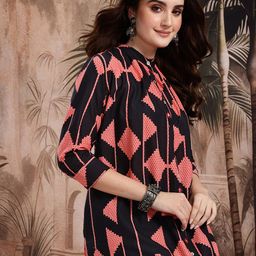 Sangria Printed Paneled Pure Cotton Kurta with Palazzos-33