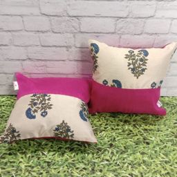 Pink Parrot White & Pink 2 Pieces Ethnic Motifs Jacquard Silk Square Cushion Covers-picture-15