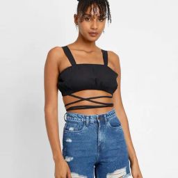 Forever 21 Black Cotton Crop Top-image-31