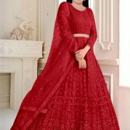 F Plus Fashion Girls Embellished Semi-Stitched Lehenga & Unstitched Blouse With Dupatta-image-38