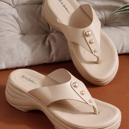 Mast & Harbour Women Textured T-Strap Flats with Bows-16