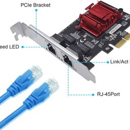 ULANSeN Dual-Port PCIe Gigabit Network Card 1000M PCI Express Ethernet Adapter with Intel 82576 Two Ports LAN NIC Card for Support PXE for Windows/Windows Server/Linux/Freebsd /DOS with Low Profile image 3