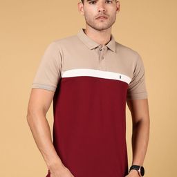 V-Mart Men Colourblocked Polo Collar Cotton T-shirt-picture-14