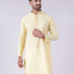 AURIK Men Yoke Design Mandarin Collar Pure Cotton Straight Kurta-picture-34
