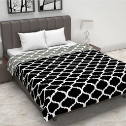 Divine Casa 120 GSM Polyester Reversible Lightweight Printed Double Bed AC Dohar Blanket Quilt - Deep Black and Grey-6