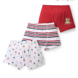 Babyoye  100% Cotton Knit With Anti Bacterial Finish Briefs Striped & Boat Print Pack of 3 - Multicolour-image-81