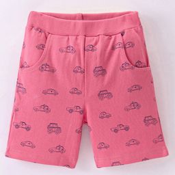 Pink Rabbit Single Jersey Above Knee Length Short Cars Print - Red-picture-18