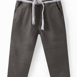 Babyhug Cotton Lycra Woven Full Length Trousers Solid Colour -  Olive-picture-1
