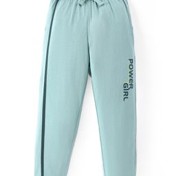 Doreme Lycra Knit Full Length Lounge Pants With Text Print - Sea Green-image-71