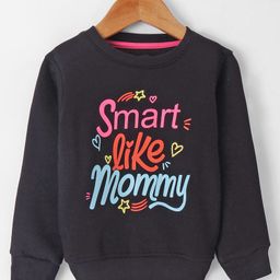 Bodycare Fleece Knitted Full Sleeves Sweatshirt With Text Print - Black-image-5