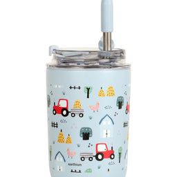 Earthism Double Wall Insulated Stainless Steel Kids Sipper Tumbler with Lid & Straw 300 ml (Farmhouse, Blue)-picture-26