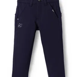 Ruff Cotton WovenFull Length Solid Color Trousers - Navy Blue-picture-0