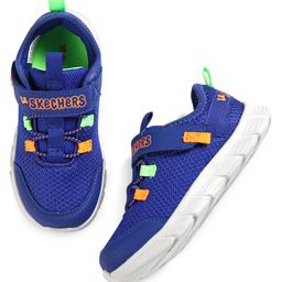 SkechersCasual Shoes with Velcro Closure & Brand Text Patch - Blue & Orange-image-38