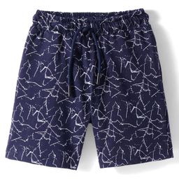 Evimo Single Jersey Knit Above Knee Length Shorts With Abstract Print - Navy Blue-picture-11