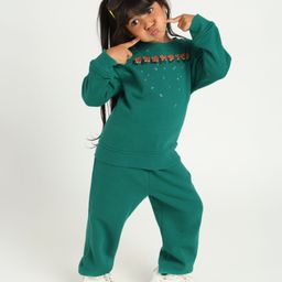 Somersault Full Sleeves Champion Text Printed Sweatshirt & Joggers Set - Green-image-82