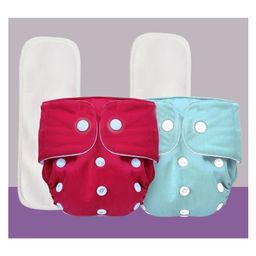 The Cheeky Kidzz Baby 2 Reusable Pocket Style Cotton Cloth Diapers With 2 Microfiber Bamboo White Insert Pads (0-24 Months) (Red & Blue)-92