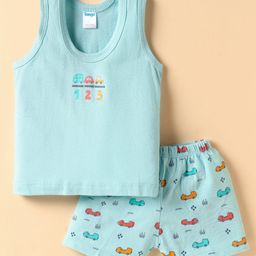 Tango Single Jersey Knit Sleeveless Innerwear Sets With Vehicle Print - Sea Green-image-15