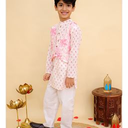 AJ Dezines Cotton Woven Full Sleeves Floral Printed Kurta Pyjama Set - Pink-image-35