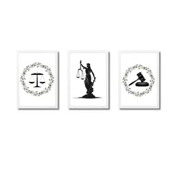 Aisha Decorz White Set of 3 Wood Wall Paintings-picture-31