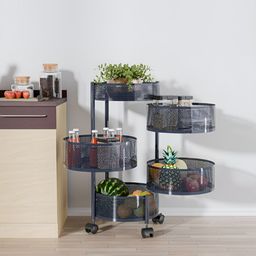 RUBOXA Grey 4+1 Layer Anti-Rust Round Shape Multi-Purpose Kitchen Organizer-picture-41