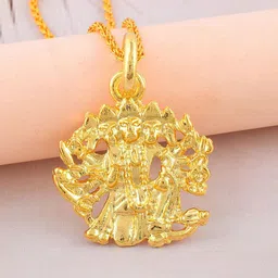 Missmister Gold-Plated Panchmukhi Hanuman Bajrang Bali Shaped Pendant with Chain-image-8