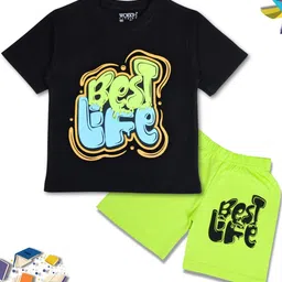WORTON FASHION Unisex Kids Printed T-shirt with Shorts Clothing Set-picture-4