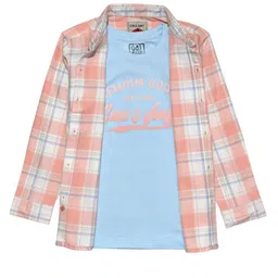 Gini and Jony Boys Comfort Fit Tartan Checked Spread Collar Cotton Casual Shirt-image-76