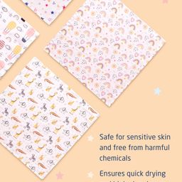 ZOE Printed Reusable Muslin Cotton Square Nappy Set Pack of 4 - Multicolor image 4