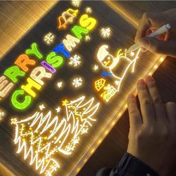 Azhari Led Writing Board with Colors, Acrylic Dry Erase Board with Light, LED Light Up Acrylic Message Board with Stand image 5