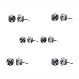 Indianshelf 6-Pcs White & Black Butterfly Printed Ceramic Knobs-19