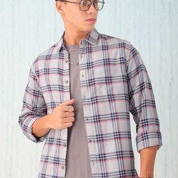 HARDSODA Men Grey Checked Casual Shirt-image-50