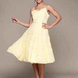 Label Ritu Kumar Yellow Fit & Flare Dress-image-73