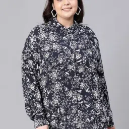 Oxolloxo Black Floral Print Shirt-image-58