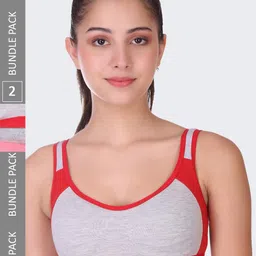 POOJA RAGENEE Pack Of 2 Non-Wired Non-Padded Anti-Bacterial Cotton Sports Bra-image-80