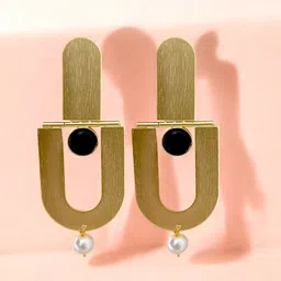 TISHUL JEWELS Gold-Plated Artificial Stones Studded and Beads Contemporary Drop Earrings-image-76