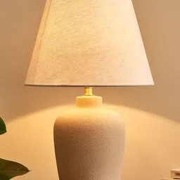 Home Centre Riviera Dune Beige Frustum Shaped Ceramic Table Lamp-image-76
